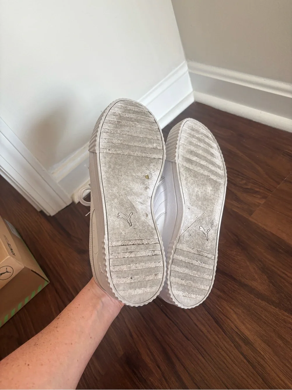 Puma Carina White Leather Platform Sneakers Size 10.5